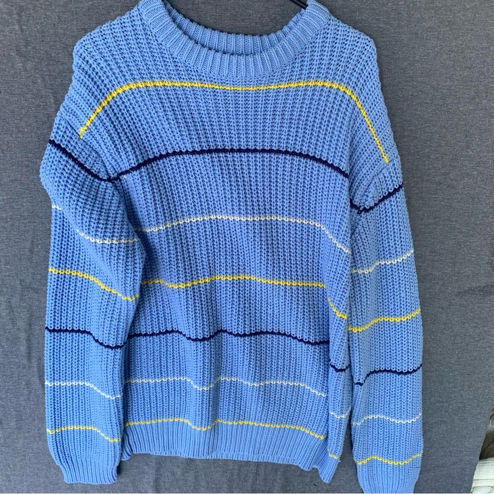 Vintage Striped Royal Knight Crewneck Sweater Adult Large Mens 80s 90s